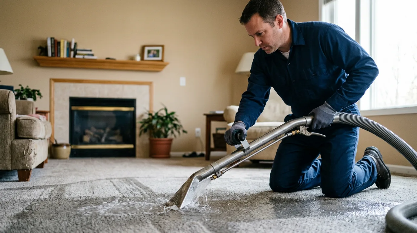 Water damage restoration technician working near Dix, IL